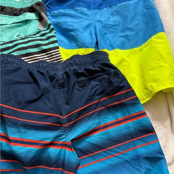 Boys L/XL 12/4 3 Colorful Striped Swim Shorts Lot - Picture 8 of 12